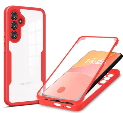 Produktbild von 360 Grad Rundum Schutz Handyhülle für Samsung Galaxy S24 Full Cover Vollschutz Case Farbe: Rot