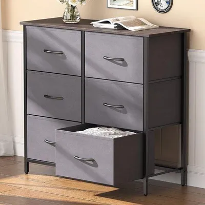Immagine prodotto di Mobile a 6 cassetti, grigio scuro, struttura in acciaio, legno