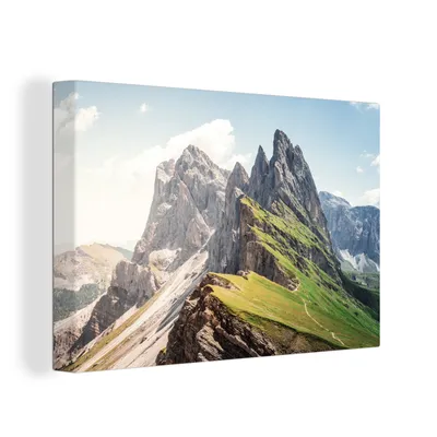 Produktbild von OneMillionCanvasses® - Leinwandbilder - 150x100 cm, Die Gipfel der Dolomiten in Italien, Wandbilder Kunstdruck Wanddekoration