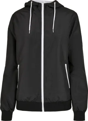 Produktbild von Build Your Brand BY147 | Damen Jacke Recycled Windrunner - Farbe: Black/White - Größe: S