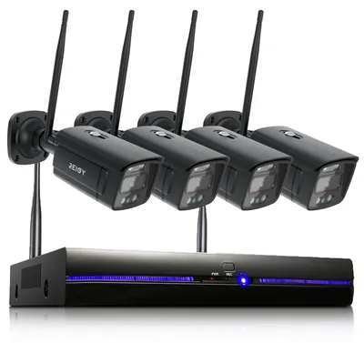 Zdjęcie produktu dla Zestaw kamer monitorujących zewnętrznych Wi-Fi - 3MP - 8-kanałowy NVR z reflektorem - 4 kamery - Dysk twardy nie jest w zestawie