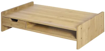 Produktbild von Bambus Bildschirmerhöhung, Monitorständer mit Schublade, Schreibtischorganizer, Natur | 2,5 kg | bis 10 kg | 49 x 25,5 x 11,5 cm