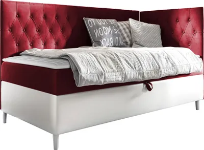Produktbild von MIRJAN24 Boxspringbett Filip Junior 3 100x200, Einzelbett mit Bonellfederkern, Härtegrad - H3 (Farbe: Soft 017 + Fresh 08, Seite zum Öffnen des Bettkastens: Rechts)