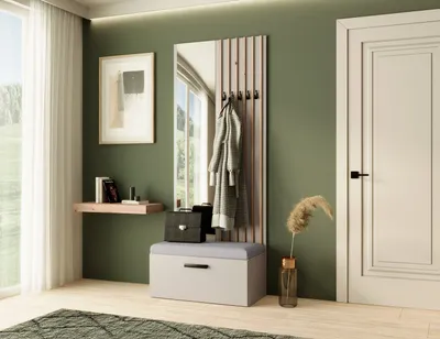 Produktbild von Garderobe MARGARET II , Farbe: Kaschmir + Artisan Lamellen + Grau, mit Spiegel