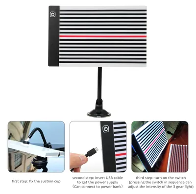 Image de Lampe à LED à réflecteur pour planche de travail, lampe de détection des bosses sans peinture, accessoire de réparation automobile, détecteur de bosses pour carrosserie, 24 × 15 cm / 9,45 × 5,9 pouces