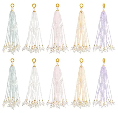 Productafbeelding van Set van 10 Transparante Kralen Kwasten Hangers voor Sieradenmaken