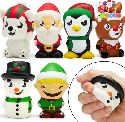 Productafbeelding van Squishy speelgoed met kerstthema - Set van 6 - Langzaam stijgende stressverlichting - Super zacht - Knijpen - Kawaii