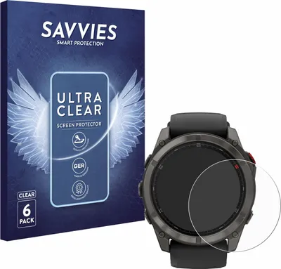 Produktbild von 6x Für Garmin Fenix 8 Pro AMOLED (51 mm) Schutzfolie Savvies Displayschutz Display Schutz Folie Klar Transparent
