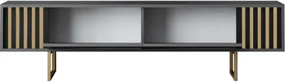 Produktbild von Skye Decor, Gold Line - Anthracite, Gold, TV-Ständer, Anthrazit, 100 % MELAMINBESCHICHTETE SPANPLATTEN, 180 x 48 x 30 cm