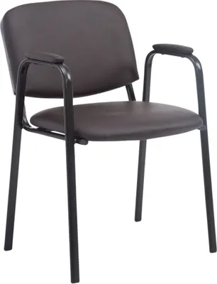 Produktbild von TPFLiving Besucherstuhl Konferenzstuhl Keen PRO Kunstleder mit Armlehne - Gestell Schwarz / Bezug Braun