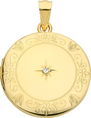 Produktbild von Raffiniertes 9 Karat (375) Gold Damen - Medaillon - 29mm*22mm; TRS28115