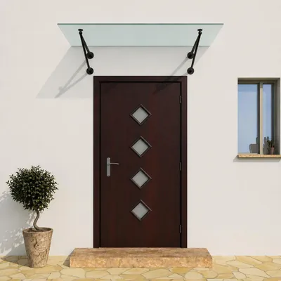 Immagine prodotto di Glaswerk Westfalen - (V) Pensilina in vetro satinato 120x90 cm con supporto nero