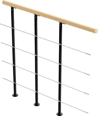 Produktbild von Pertura Brüstungsgeländer für Mittelholtreppe Hera Ergänzungs-Set, Handlauf Buche, Geländer anthrazit