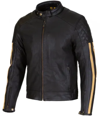 Zdjęcie produktu dla Perforowana skórzana kurtka motocyklowa Merlin Icon D3O, czarna/złota, rozmiar 52