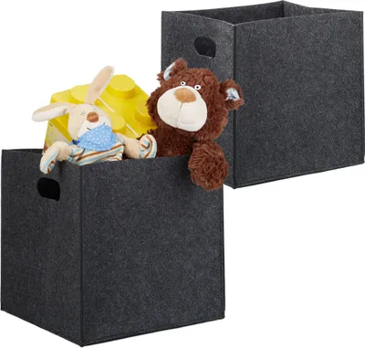 Produktbild von relaxdays 2 x Quadratischer Filzkorb anthrazit