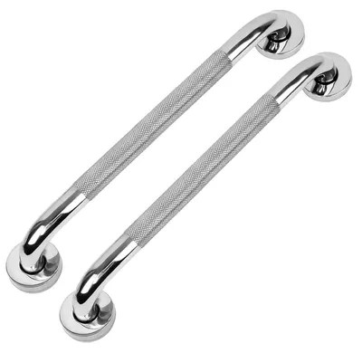 Obrázek produktu pro Madlo do sprchy - Protiskluzové - Nerez - 40 cm - Chromová - Sada 2 kusů - Do koupelny a na schody