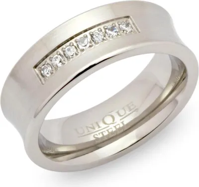 Produktbild von Unique Edelstahlring mattiert 7mm mit 4 Zirkonia R9177cz