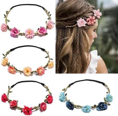 Obrázok produktu pre Kvetinové vence v štýle boho – slávnostná dekorácia – nastaviteľné – 4 kusy – viacfarebné