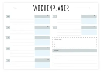 Produktbild von Friendly Fox Schreibtischunterlage Papier DIN A3, Wochenplaner Block aus Papier, 25 Blatt zum Abreißen, Büro Unterlage Schreibtisch