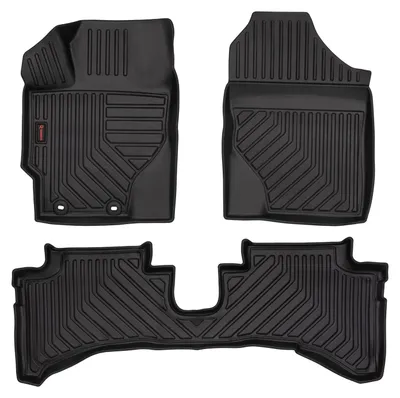 Image de Tapis avant en caoutchouc + tunnel pour Toyota Yaris III 2011-2020 (hayon) – 3 pièces, noirs, sur mesure