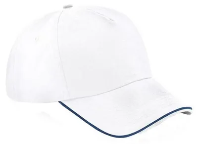 Obrázok produktu pre Beechfield Uni Authentic 5-panelová bejzbalová čiapka pre dospelých FK244 (jednotná veľkosť) (biela/námornícka modrá)