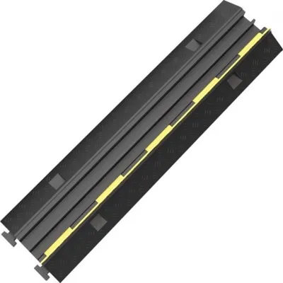 Image de Happyment Pont de Câblage - 2 Canaux - Noir/Jaune - 100 cm - Rampe de protection de câble - Haute capacité de charge