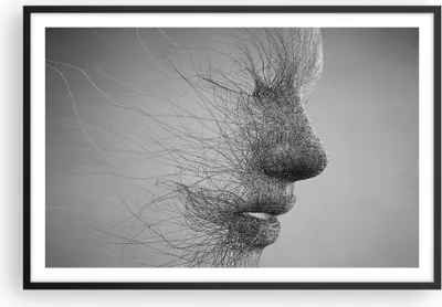 Produktbild von Gerahmtes Poster - Schwarzer Rahmen - Gesicht Grafiken Fäden - 91,5x61 cm - Wand Bild - Wanddeko - Wandbilder - Kunstposter - Wandposter - Bilderrahmen - Bilder - Kunstdruck - Wandbild P2BAA91x61-4324