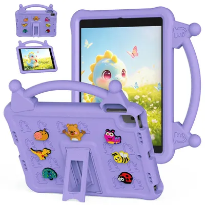 Image de Étui de protection pour iPad Air 3 10,5" (2019), en EVA résistant aux chocs, avec poignée et fonction support. Couleur : violet