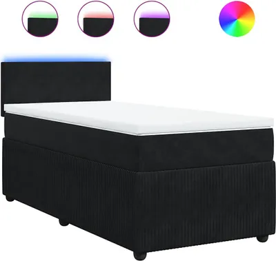 Produktbild von vidaXL Boxspringbett mit Matratze Schwarz 90x200 cm Samt