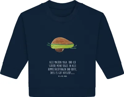 Produktbild von Mr. & Mrs. Panda Organic Baby Pullover Avocado Yoga 24. - 36. Monat - French Navy - Geschenk, Bauch, Hilfe, Bullover, Humor, Haha, Unsportlich