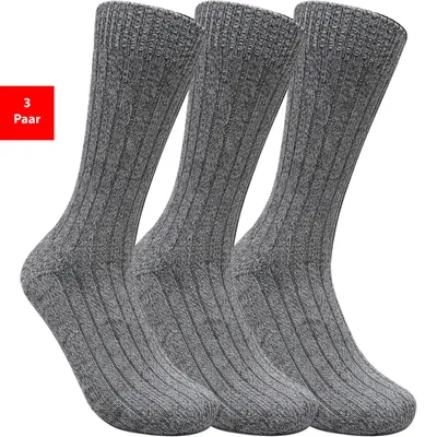 Produktbild von Norwegersocken mit Wolle 3–6 Paar für Damen & Herren Winter Thermo Wollsocken Socken - Grau 43-46 3 Paar