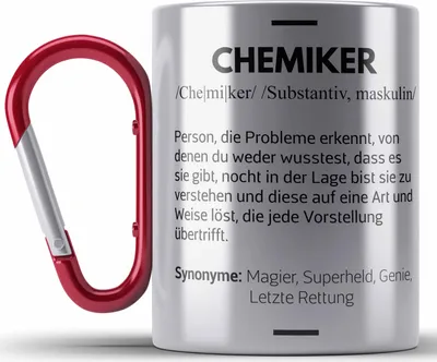 Produktbild von Trendation - Chemiker Geschenke Edelstahl Tasse Karabinern Edelstahl Tasse Karabiner Chemielaborant Chemie Geschenk Chemielabor Gadget Geschenkidee Lustig (Rot)