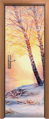 Produktbild von Türposter 70x200 cm Türaufkleber Türtapete Türfolie Klebefolie Landschafts Weihnachts Wald mit Fluss
