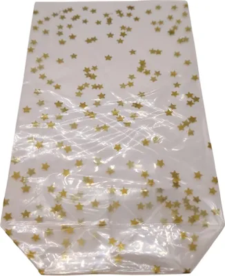 Produktbild von 100 Weihnachts-/Bodenbeutel PP 180x300 mm transparent mit goldenen Sternen