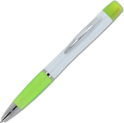 Produktbild von Kugelschreiber / mit dreifarbigen Textmarker / Farbe: weiß-hellgrün