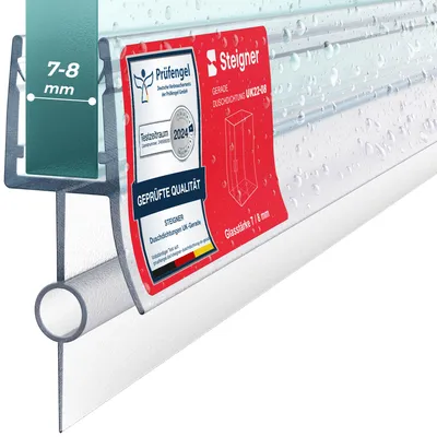 Immagine prodotto di STEIGNER Guarnizione doccia UK22 60 cm (1 pz.) trasparente - Guarnizione box doccia verticale per docce angolari o pentagonali con porta 7-8 mm - Materiale resistente, Finitura estetica, Impermeabile