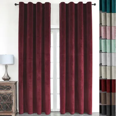 Produktbild von Vorhang Samt Blickdicht mit Kräuselband 140x245 Vorhänge Gardine Gardinen mit Universalbandaufhängung Bordeaux 1er Pack