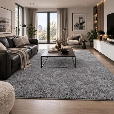 Produktbild von Hochflor Velours Teppich Mona Grau, Größe:80x200 cm