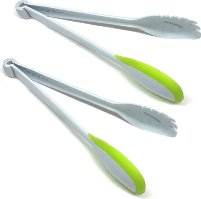 Produktbild von 2er Set 5in1 Küchenhelfer Salatbesteck Servierbesteck Teigschaber Nudelzange Kräuter Abstreifer Spaghetti Zange Servierzange Silikonschaber Universalzange
