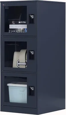 Productafbeelding van Opbergkast Staal - Garderobekast Lockers - Veilige Opslag - Met Ventilatie - 92.5 cm Hoog - Donkergrijs