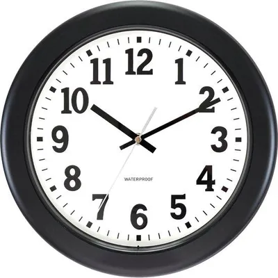 Produktbild von Outdoor-Wasserdichte Wanduhr 30 cm, Badezimmer Balkon Uhr, Stille Batteriebetriebene Runde Wanduhr für Außen, Schwarz