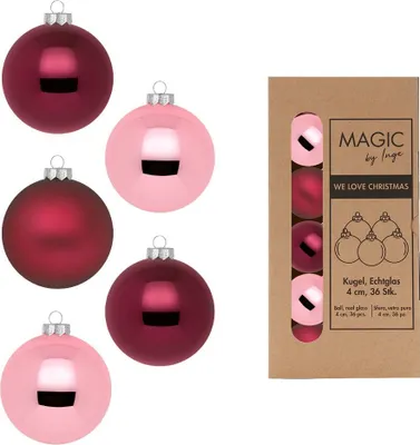 Produktbild von Weihnachtskugeln Glas 4cm 36 Stück - Berry Kiss