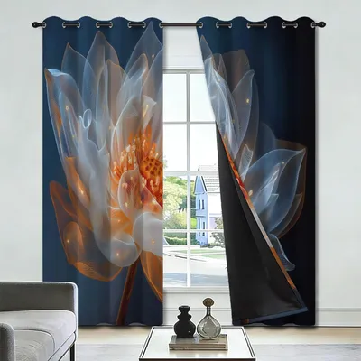 Productafbeelding van Verduisteringsgordijnen - Lotusbloemblaadjes print - 110 x 260 cm