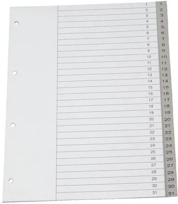 Produktbild von Register A4+ PP 1-31 grau Packung mit 10 Stück