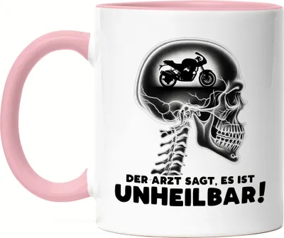 Produktbild von Der Arzt sagt es ist unheilbar Motorradfahrer Tasse Rosa - Lustiges Motorradfahrer Geschenk