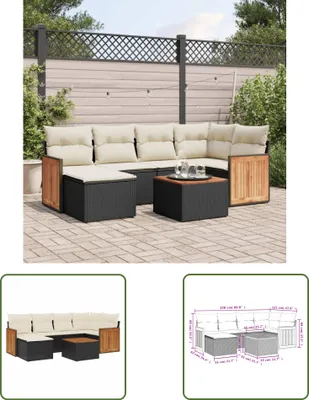 Produktbild von The Living Store 7-tlg. Garten-Sofagarnitur mit Kissen Schwarz Poly Rattan