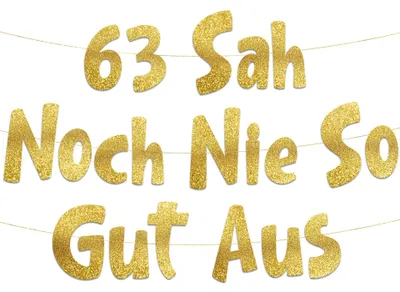 Glitterbanner 63. Geburtstag – Gold, vorgereiht, 1,2 m