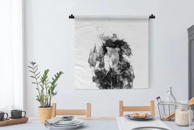 Produktbild von MuchoWow® Wandteppich Wandbehang Rose - Blumen - Farbe - Schwarz - Weiß 90x90 cm Tapisserie Dekoration Wandtuch - Wandaufhänger