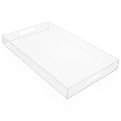 Produktbild von Kurtzy Tablett Serviertablett aus Klarem Acryl-Kunststoff mit Griffen - L40 x B30 cm Großes Rechteckiges Acryl Organizer Deko Tablett -