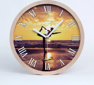 Produktbild von Holzuhr 20fi cm wanduhr - weiße Spitzen - Yoga am Strand